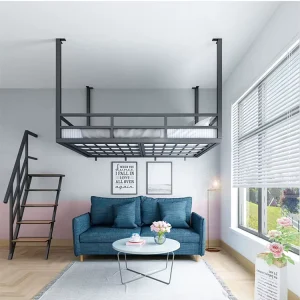 Simple Multi functional Hanging Metal Loft Beds Apartment Bedroom Furniture Metal Bed Frames