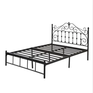 Simple and Generous Metal Bed Black White Iron Single Bed Metal Bed Frame Use for Bedroom
