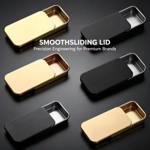 Sliding Lid Small Rectangular Tinplate Container with Custom Logo Printing for Candy and Mints