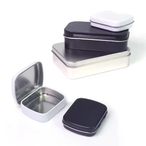 Small Hinged Lid Metal Case for Candy Mint Playing Card Poker Storage Rectangular Flip Top Tin Can