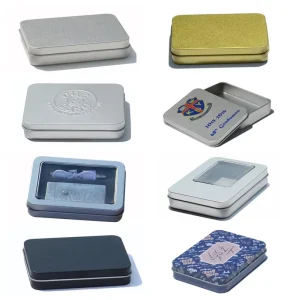 Small Hinged Rectangle Custom Printed Metal Tin Box Cookie Canister for Gift Packaging