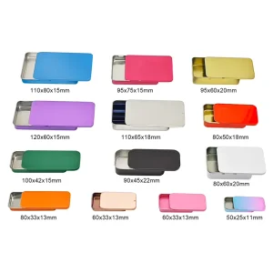 Small Metal Sliding Tin Box with Offset Printing for Lip Balm, Perfume, or Wig Packaging
