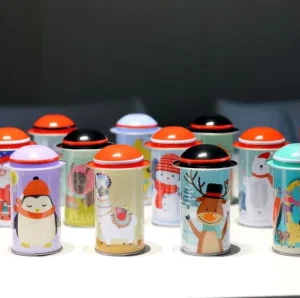Small Metal Tin Box for Christmas Food, Tea, Pear Paste, and Lollipops, Sealed Cartoon Packaging