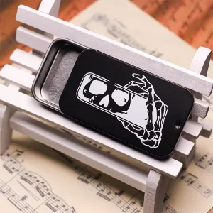 Small Push-Pull Recyclable Tinplate Box with Custom Logo for Guitar Picks, Mints, and Gum