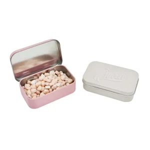 Small Rectangular Hinged-Lid Metal Can for Rings, Mint and Candy