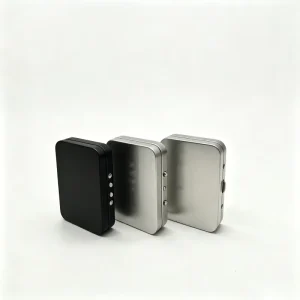 Small Rectangular Hinged Tinplate Child-Resistant Box with CR Lock Smell-Proof Packaging