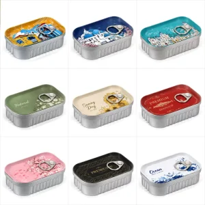 Small Rectangular Tinplate Tin Box with Pull Ring, Easy-Opening Reusable Sardine-Style Tin Can