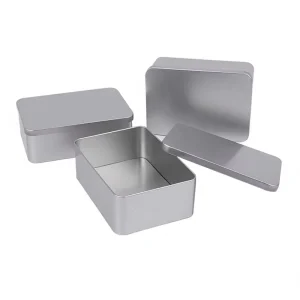Small Recyclable Tinplate Metal Tin Box with Child Safety Lock and Hinge Packaging Food Grade for Cosmetic Use