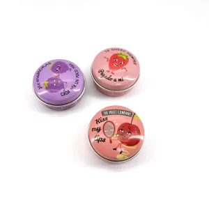 Small Round Tinplate Cosmetic Tin Can for Lip Balm Packaging Pink/Purple