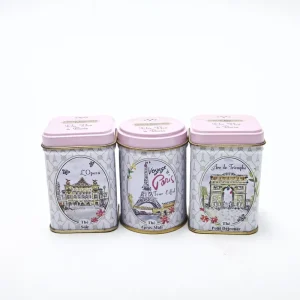 Small square Tea Tins Box Airtight Tea Tin Alloy Tea Storage Metal Can Container Case