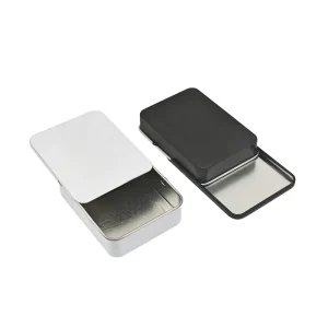 Smooth Sliding Push Pull Child Resistant Tinplate Food Safe Small Cans for Edible Gummy Cookie and Chewing Gum