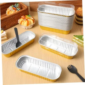 Smooth-Wall Rectangular Aluminum Foil Container Baking Tin for Cake and Dessert