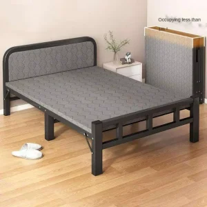 Space Saving Folding Bed Frame Vintage Durable Iron Metal Guest Bed for Dormitory Office Hotel