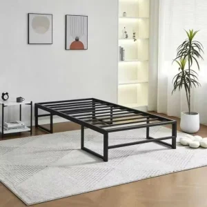 Space Saving Metal Platform Bed Frame with Ample Under Bed Storage Heavy Duty Mattress Foundation for Home Apartment