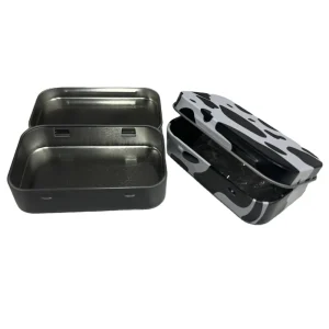 Square Aluminum Snus Tin Box with Hinged Lid, Custom Color