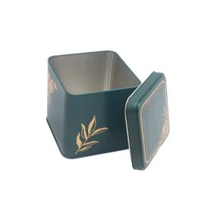 Square Blue Tin Box for Tea and Coffee Storage