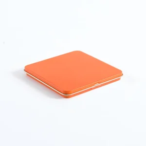 Square Embossed Hinged Tin Box Food Grade Metal Container for Candy and Cosmetics
