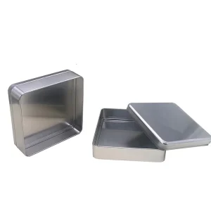 Square Food-Grade Metal Candy and Cookie Tin Box with Removable Lid