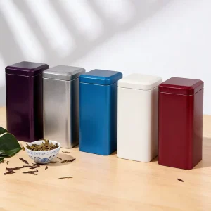 Square Food-Grade Metal Tin Box for Black, Green, or White Tea
