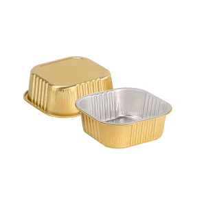 Square Food grade Aluminum Foil Container Golden Disposable Tin Foil Takeaway Packaging Box