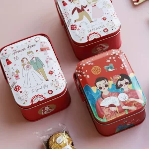 Square Matte Tin Can Packaging Boxes Custom Metal Box for Wedding Favors Candy Milk with Handle