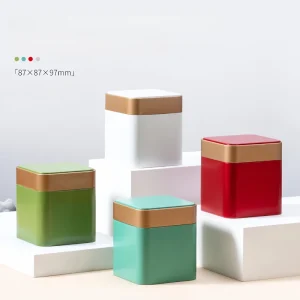 Square Matte Tinplate Airtight Tea Tins Eco Friendly Food Grade Empty Tin Packaging Snack Candy Canisters