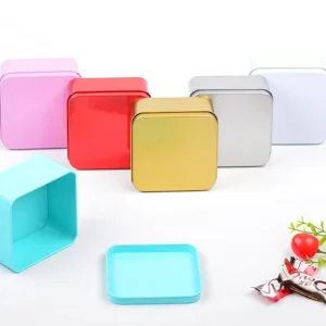 Square Metal Tin Can Package Custom Logo Printing Chocolate Cookie Candy Sweet Packaging Gift Tinplate Box