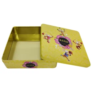 Square Metal Tinplate Boxes Packaged Gift Biscuits Snack and Chocolate Storage Boxes for Food Use
