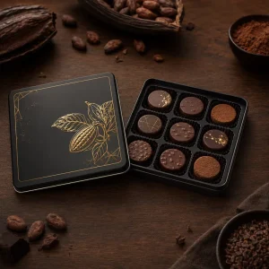 Square Metal Truffle Gift Tin Box with Insert