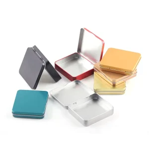 Square One-Piece Flat-Lid Empty Metal Tin Box 86x76x17mm for Cigarette Packaging FDA Food Grade OEM Factory MOQ 500pcs
