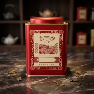 Square Sealed Tea Tinplate Can with Golden Lining High-End Gift Tin Jar for Loose Tea OEM Custom Logo Printing Matte Finish