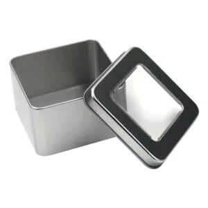 Square Silver Empty Seamless Metal Food Storage Tin Box