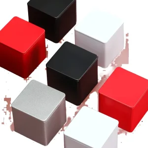 Square Tea and Coffee Tin Canister with Lid, Custom-Printed Metal Storage Box