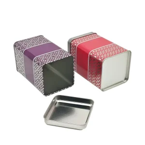 Square Tin Box Airtight Friction Lid Food Grade Tinplate OEM Box for Tea Canister and Cookie Storage
