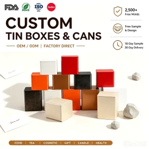 Square Tin Box Metal Packaging Container UV Printing Custom Printed Food Safe Metal Box Manufacturer