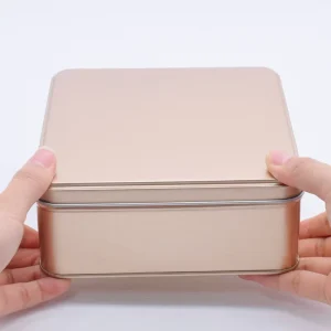 Square Tin Box with Lid for Cookies, Dessert, Candy, Food Gifts and Decorative Storage