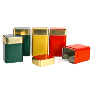 Square Tinplate Tea Tin Through Edition 50 125 Grams Tea Tin sealed Metal Packing Box Tea Spot
