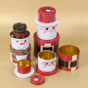 Stackable Multi-Layer Tinplate Gift Can for Christmas Food Packaging