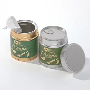 Stackable Round 50g 100g Matcha Tin Cans Space Saving Metal Tea Canister Food Grade Tinplate Container