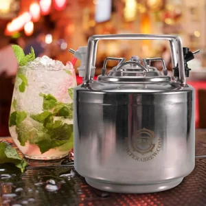 Stainless Steel 1.6-Gallon 6L Mini Ball Lock Keg System with Strap Handle for Homebrewing