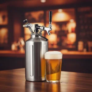 Stainless Steel Beer Growler 128 oz and 64 oz Vacuum-Insulated Carbonated Keg with Bar Tap and Pressurized CO2 Regulator