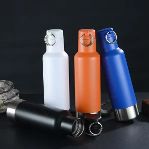 Stainless Steel Vacuum Insulated Sport Water Bottle With Metal O Ring Lid Portable Thermal Bottle