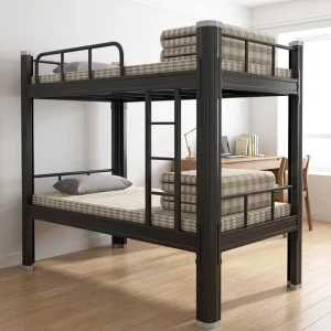 Steel Bunk Bed With Storage Cabinets 90 120 150mm Width for School Dormitory Black