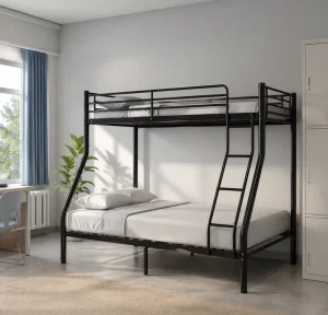 Steel Metal Bunk Bed Double Deck Bed Twin Loft Bed for Kids Teenagers Adults Space Saving Dormitory Furniture