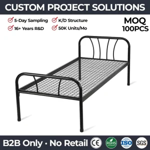 Steel Single Bed Frame Bedroom Iron Bed for Home School Standard Single Size Bed Adults