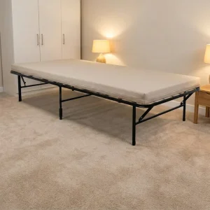 Steel Slats Twin Foldable Metal Platform Bed Frame Folding Bed for Single