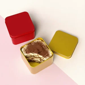 Stock Colorful Square Metal Tin Box Food Grade Dessert Cake Candy Gift Packaging Reusable Container