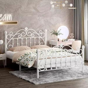 Strong Modern Full Size Metal Bed Frame Portable Adjustable Foldable Durable