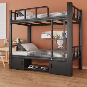 Student Iron Modern Bunk Beds for School Hospital & Hotel Dormitories with Double Storage for Boys Teenagers
