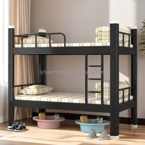 Sturdy Double Size Iron Frame Bunk Beds for Children Boys Girls for Bedroom School Dormitory Apartment Made with Steel Frame